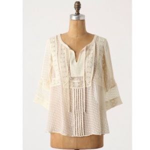 Anthropologie Meadow Rue Silk Peasant Boho Blouse Extra Small